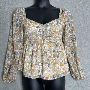Promesa Smocked Babydoll Top Womens Medium Y2K Cottagecore‎ Peasant Coquette